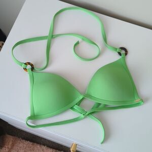PINK Women's Lime Green Padded Swim Bikini Top Size‎ S